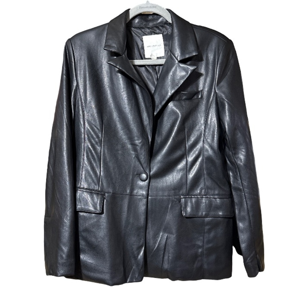 Avec Les Filles Black Faux Leather Blazer